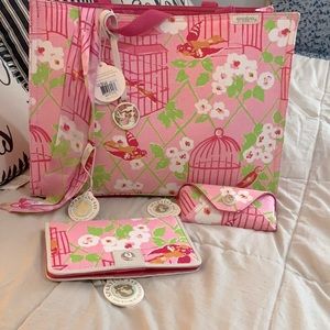 Spartina NWT Tote, silk scarf, sunglasses case, wallet set